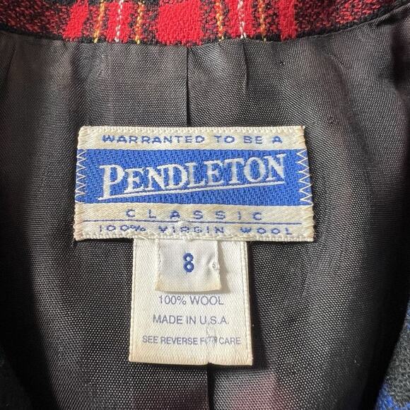 Pendleton Vintage Wool Blazer Blue Plaid Sz 8 Two Button Jacket Preppy Academia - Picture 10 of 10
